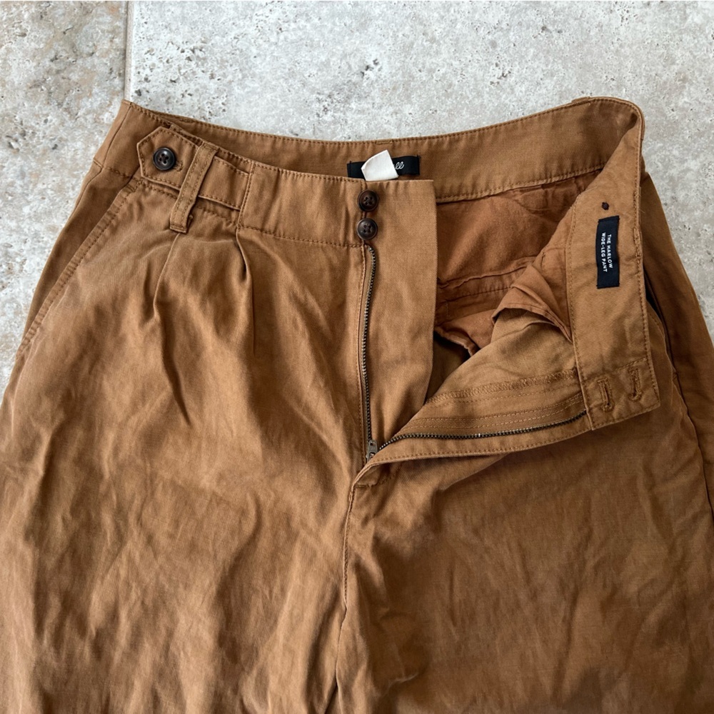 Madewell The Harlow Wide-Leg Linen Blend Pant in Acorn Brown, size 4 - Picture 7 of 13